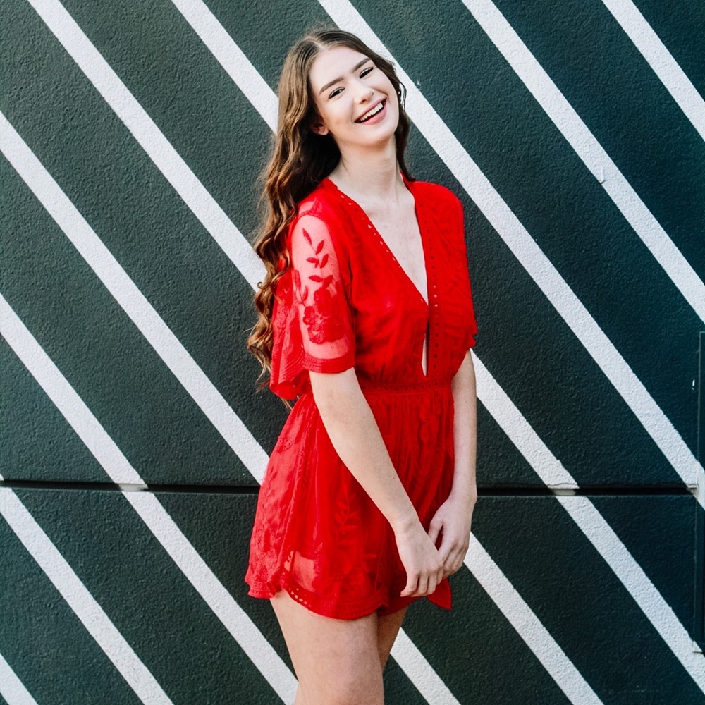 GENTLY USED Honey Punch Red Romper